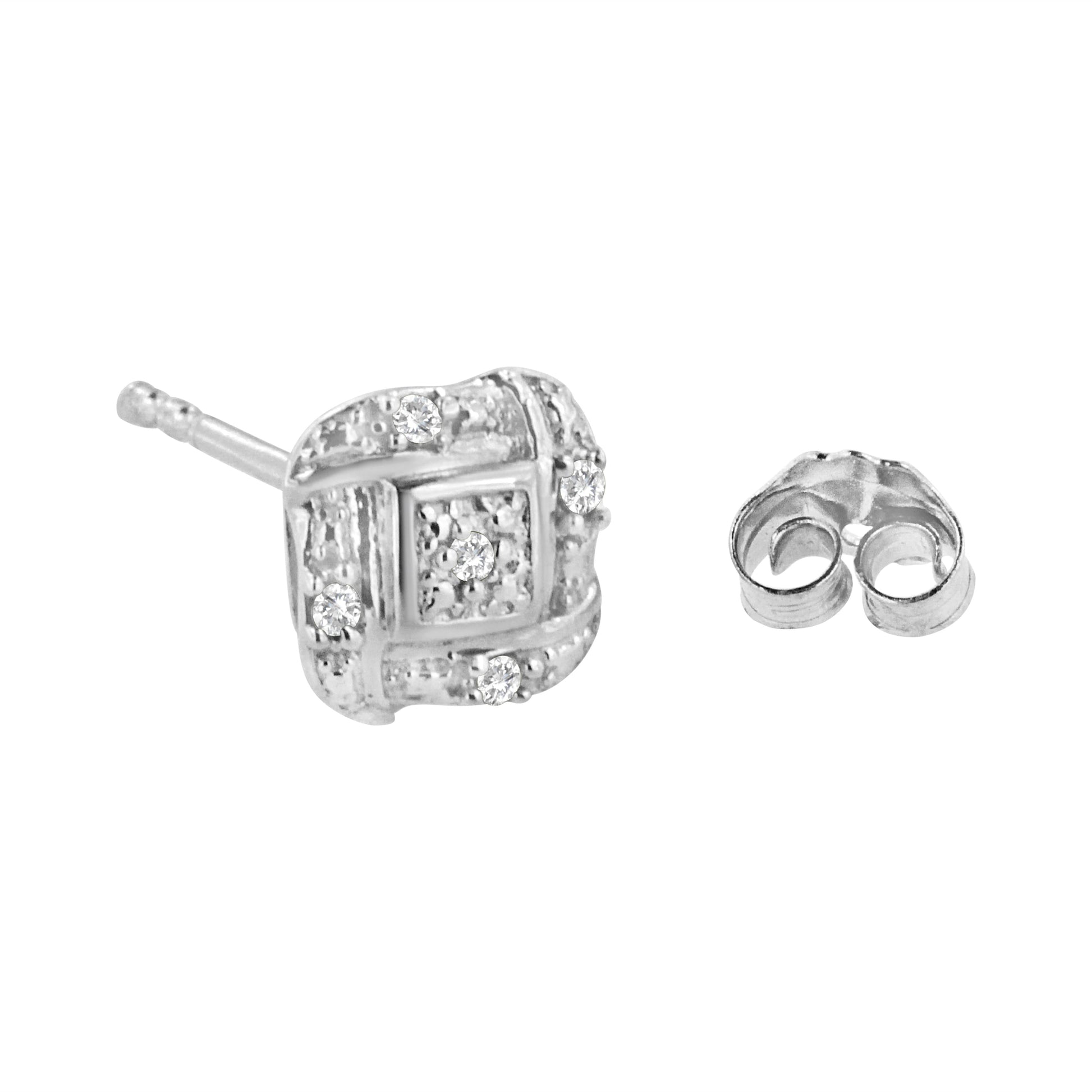 925 sterling silver round-cut diamond accent square knot stud earrings by Bids.com on Tampa Home & Garden Store