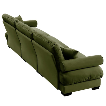 Modern Sofa with Bolstered Armrests and Pillows