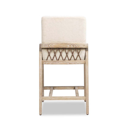 Counter height stool solid ash with cream upholstery and rope detail 24–27in HouseOfZazla on Tampa Home & Garden Store