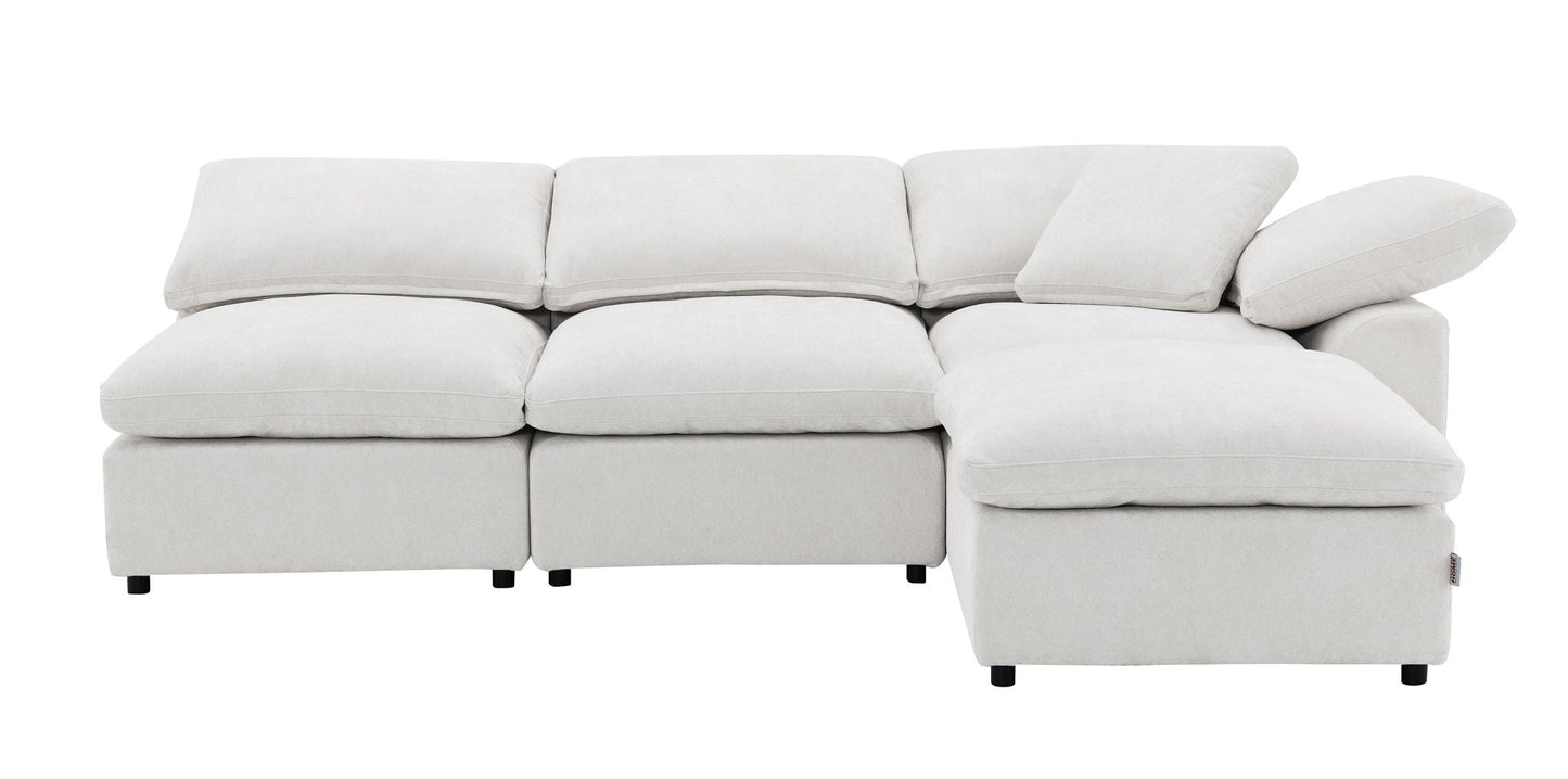 Naveen modular sectional with ottoman, 2-piece set in light beige fabric by HouseOfZazla on Tampa Home & Garden Store