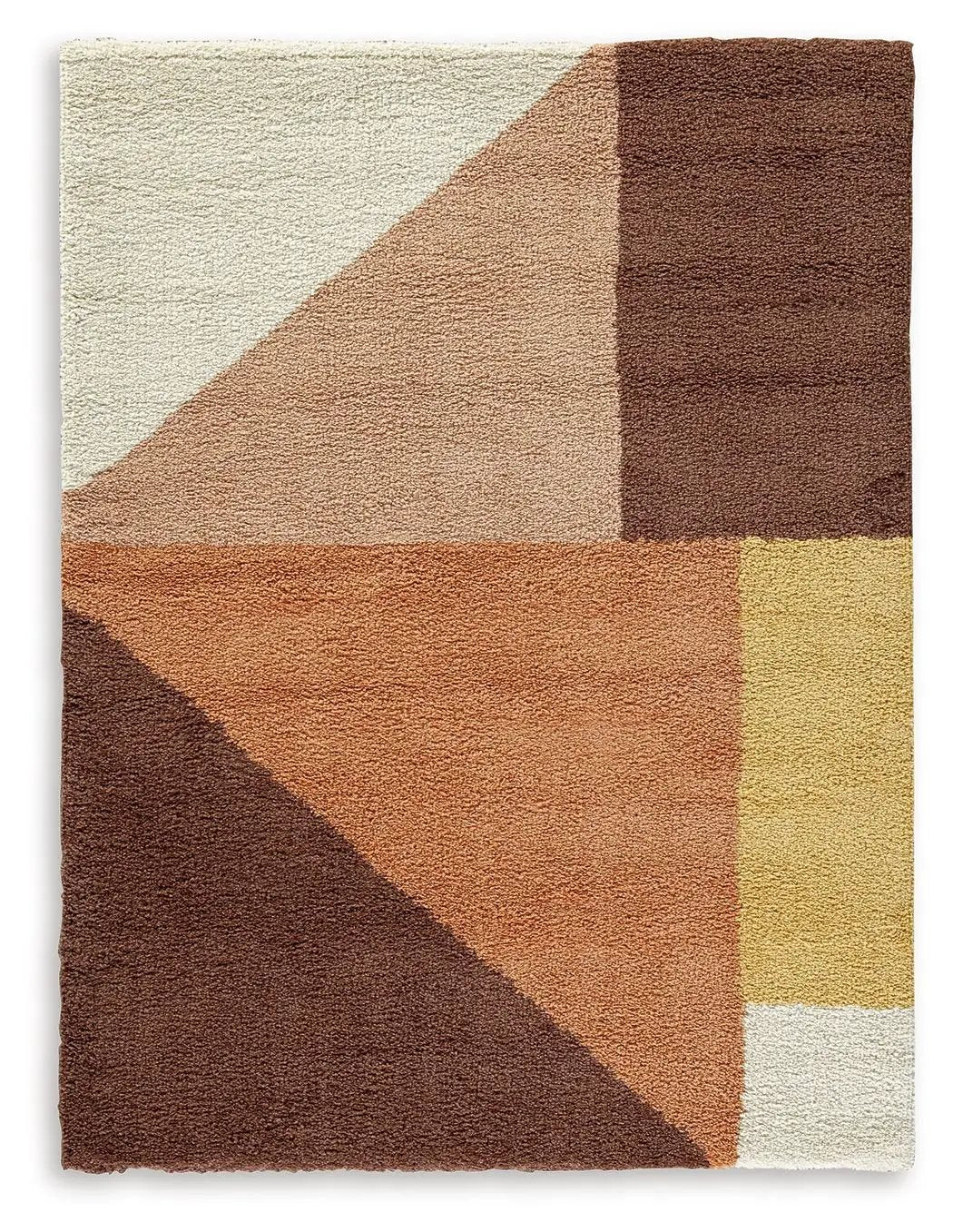 Gailmore rug, Unique Piece Furniture area rug with cream, tan and rust geometric blocks on Tampa Home & Garden Store