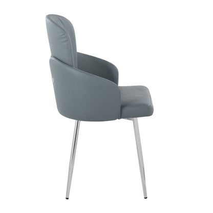 Contemporary dining chair set, gray upholstered seat with chrome legs on Tampa Home & Garden Store