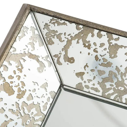 Antique rectangle wall mirror with distressed wood frame and mercury glass panels on Tampa Home & Garden Store