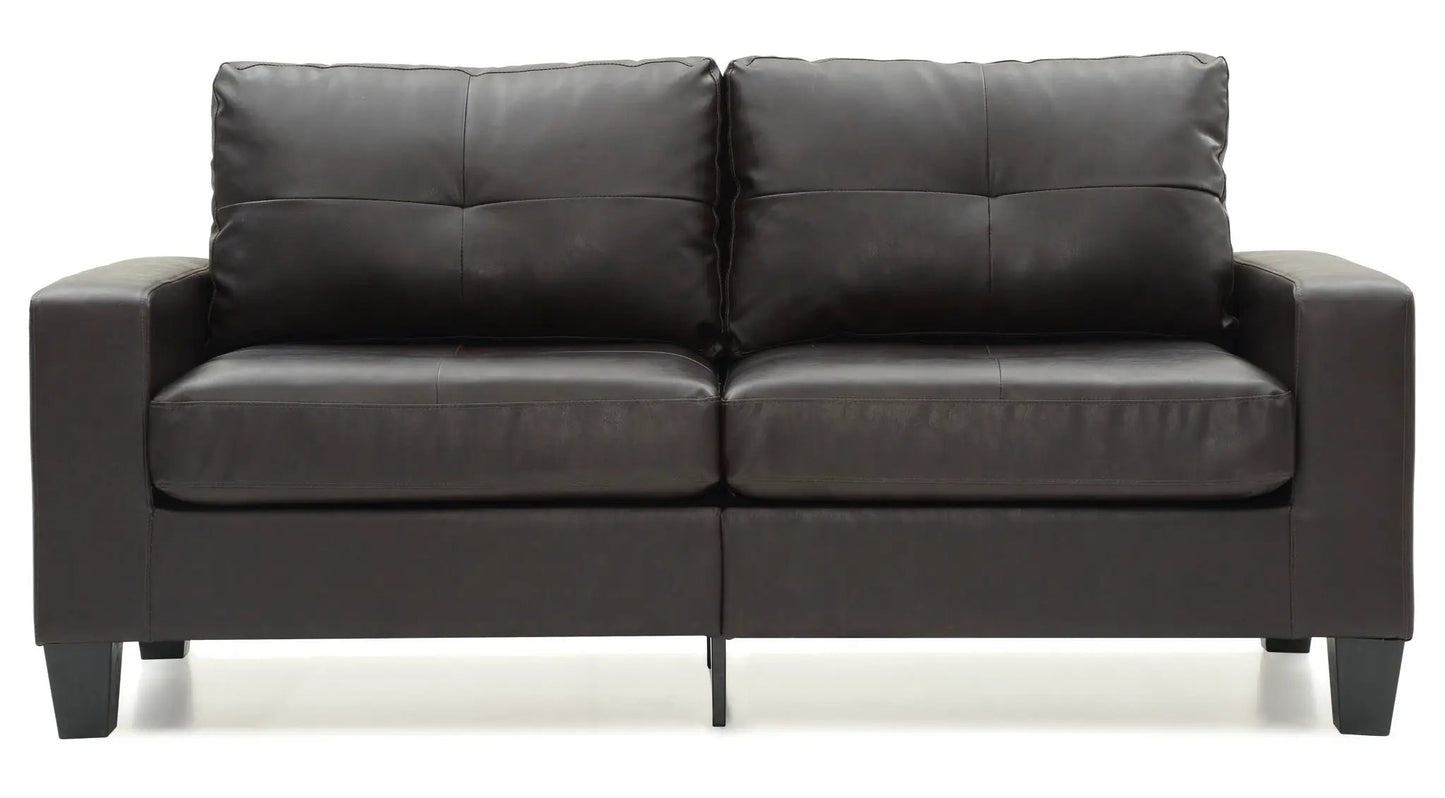 Newbury modular sofa dark brown leather, stationary two-seat module on Tampa Home & Garden Store
