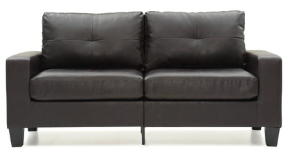 Newbury modular sofa dark brown leather, stationary two-seat module on Tampa Home & Garden Store