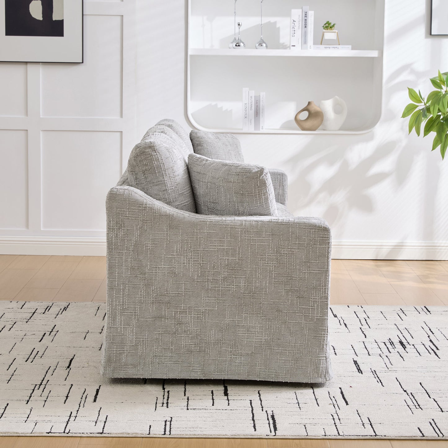Modern Chenille Sofa and a Soft Wood Frame