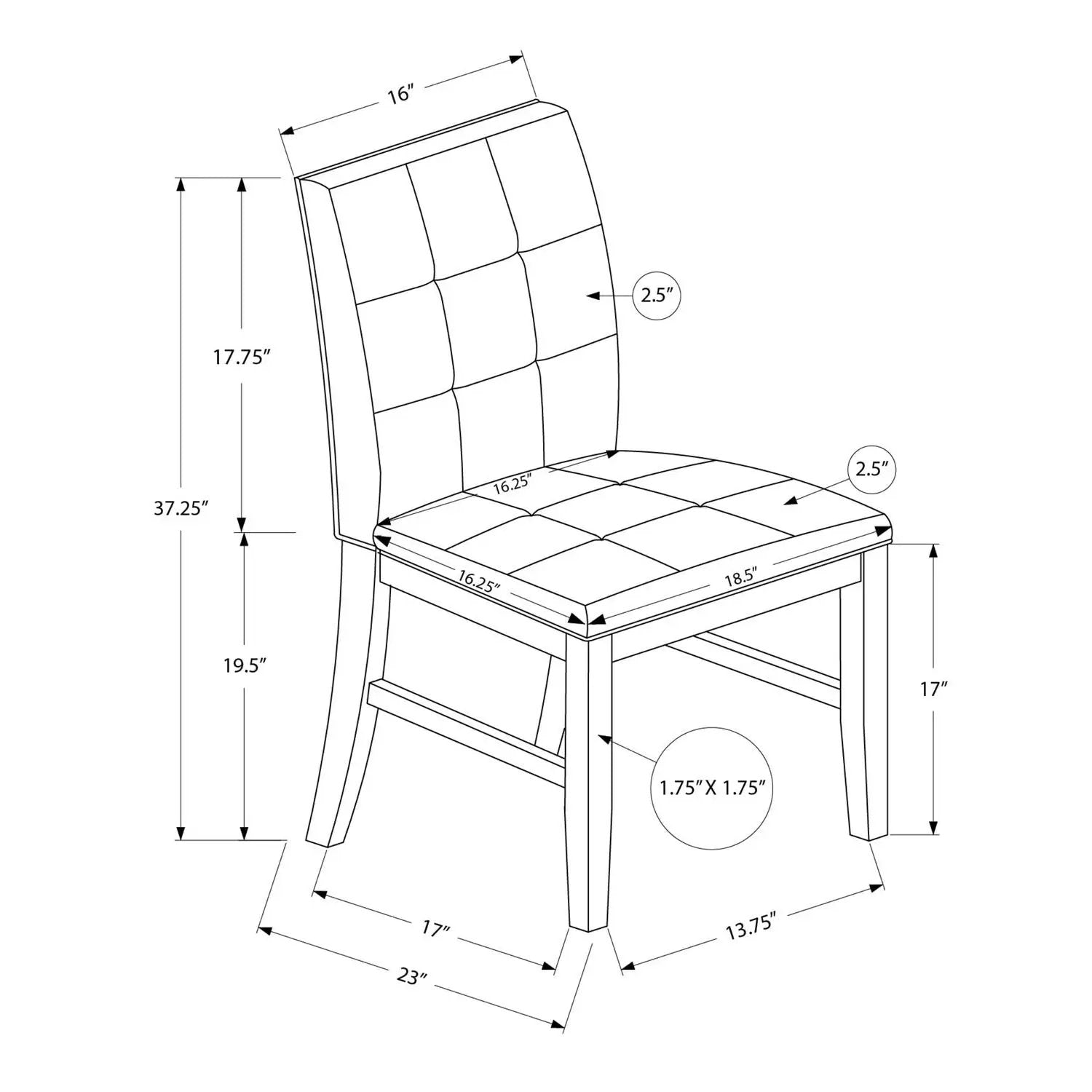 Dining chair set of 2, cream upholstered cushions with tufted backs, transitional Unique Piece on Tampa Home & Garden Store