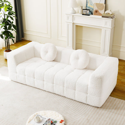 Boneless 3 Seater Sofa and Throw Pillows Beige