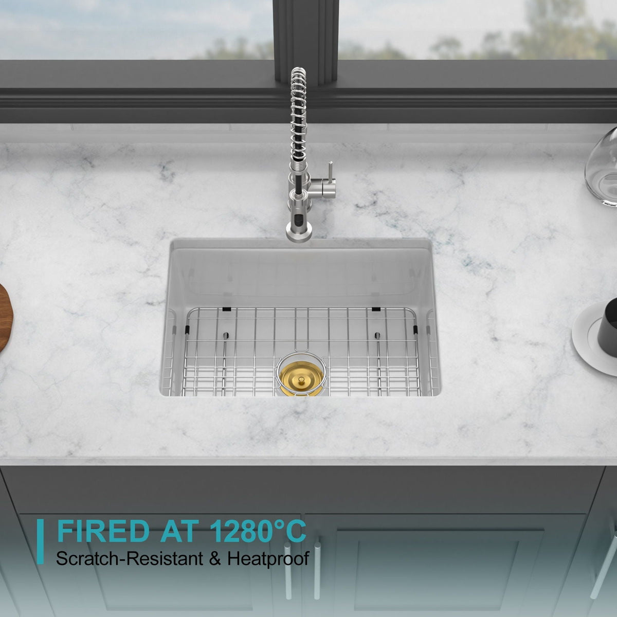 Rectangular deep single-bowl undermount kitchen sink HouseOfZazla stainless steel finish on Tampa Home & Garden Store