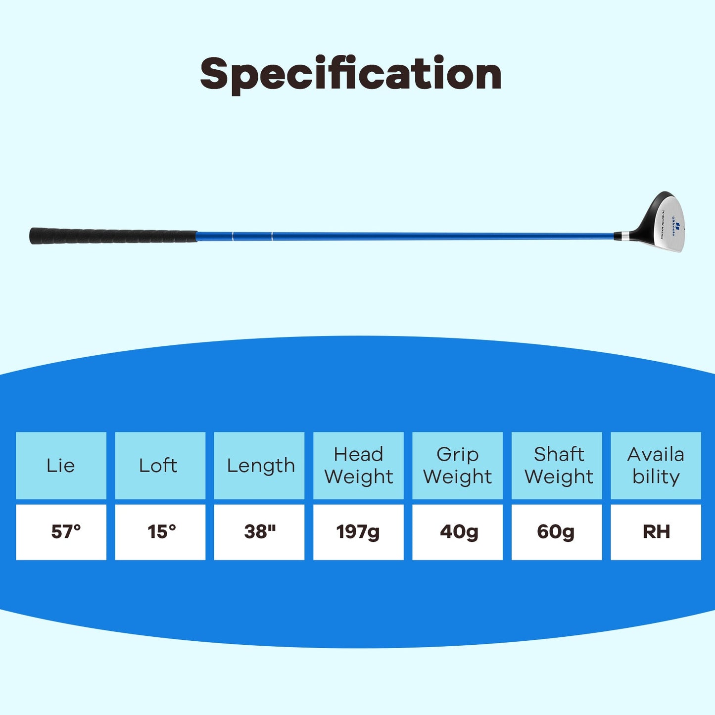 38 Inch 165CC Junior #3 Fairway Wood Golf Club with Fiberglass Shaft for Kids Ages 11-14