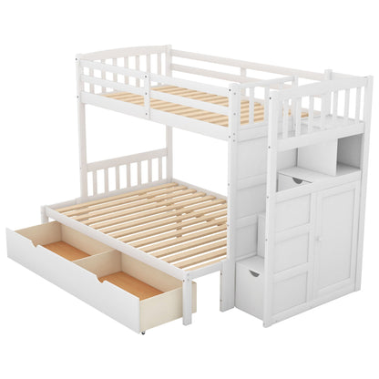 Bunk bed white with guard rails, built-in storage drawers and shelves by HouseOfZazla on Tampa Home & Garden Store