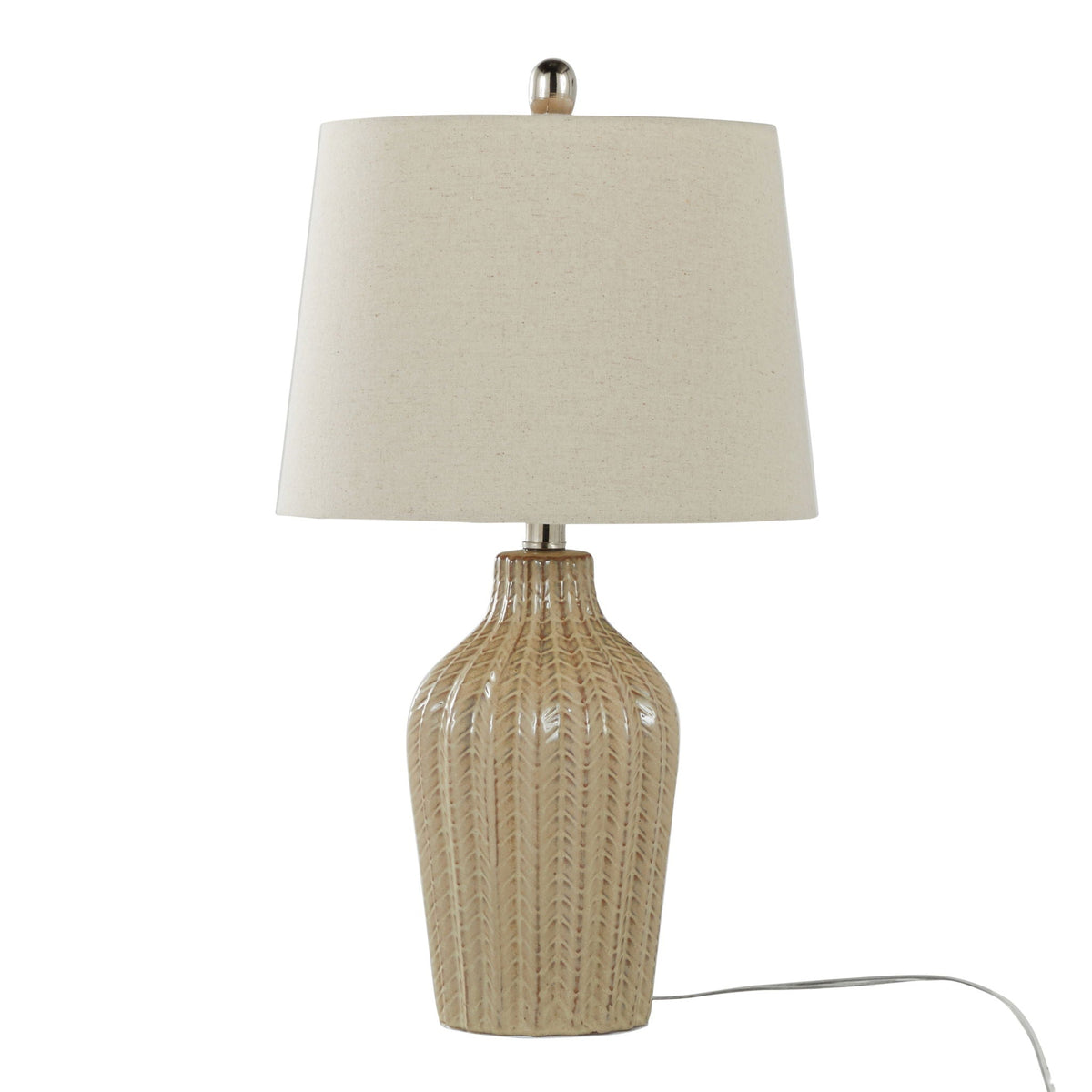 Rockwell Contemporary Table Lamp set of 2 with beige linen shade and textured ceramic base on Tampa Home & Garden Store