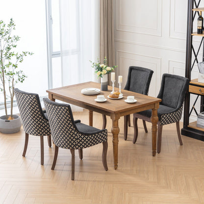Ultra Side Dining Chair Set with Solid Wood Legs in grey diamond fabric 4 chairs at oak table on Tampa Home & Garden Store