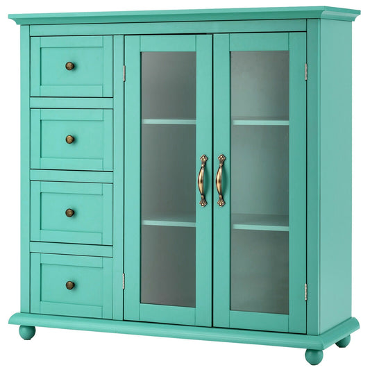 Mesa auxiliar tipo bufé Mueble de almacenamiento de cocina con cajones y puertas - Verde
