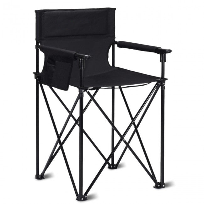 Portable 38 Inch Oversized Camping Folding Chair by GemGear, black fabric with steel frame on Tampa Home & Garden Store