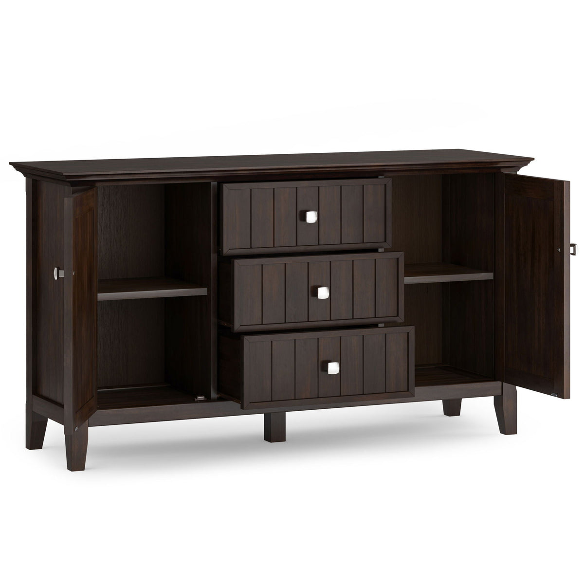 Bedford Sideboard Buffet in dark tobacco brown with stacked drawers and cabinet doors on Tampa Home & Garden Store