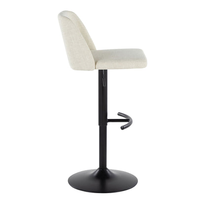 Contemporary adjustable swivel barstool beige fabric with rounded back and pedestal base on Tampa Home & Garden Store
