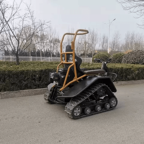 Allterain electric wheelchair on tracks, black frame, tan roll cage, padded seat DONJOHNSTYLE4URHOME on Tampa Home & Garden Store