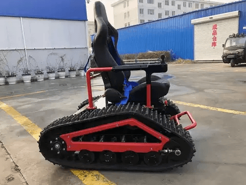 Allterain Wheelchairs Electric Motor tracked wheelchair with red frame and black seat on Tampa Home & Garden Store