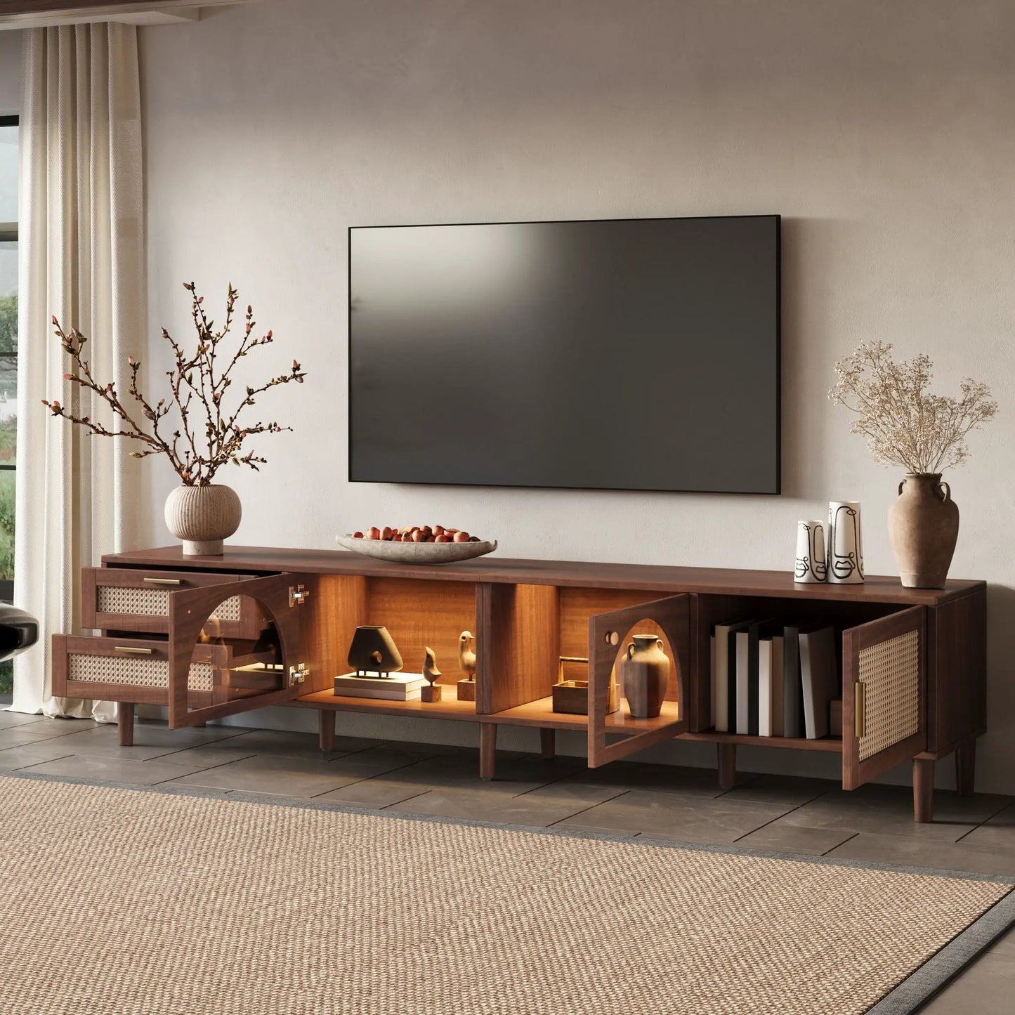 TV Stand With App LED Lights and Door Storage