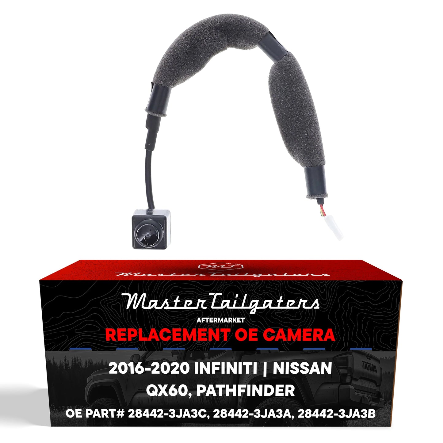 Master Tailgaters OEM backup camera for Infiniti QX60/Nissan Pathfinder with foam-insulated wiring on Tampa Home & Garden Store