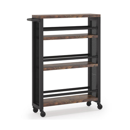 Narrow 4 Tier Rolling Kitchen Storage Cart