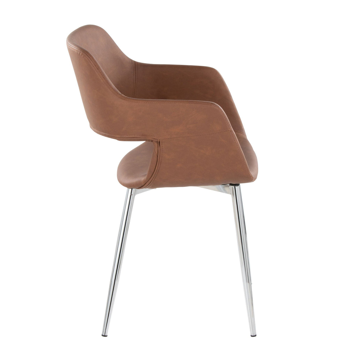 Contemporary dining chair brown faux leather with chrome metal legs on Tampa Home & Garden Store