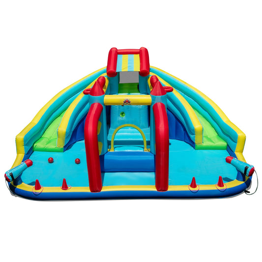 Inflatable Double Water Slide Park with Obstacle Course and Basketball Hoops - Tampa Home & Garden Store