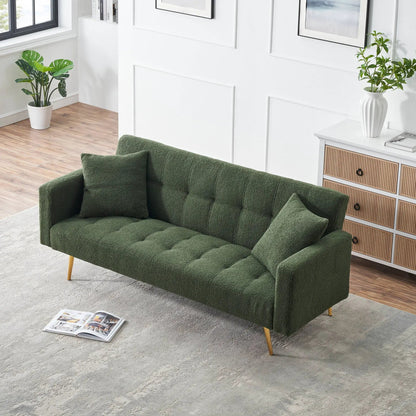 Teddy Fleece Futon Sofa Bed forest green by Unique Piece Furniture with luxurious throw pillows on Tampa Home & Garden Store