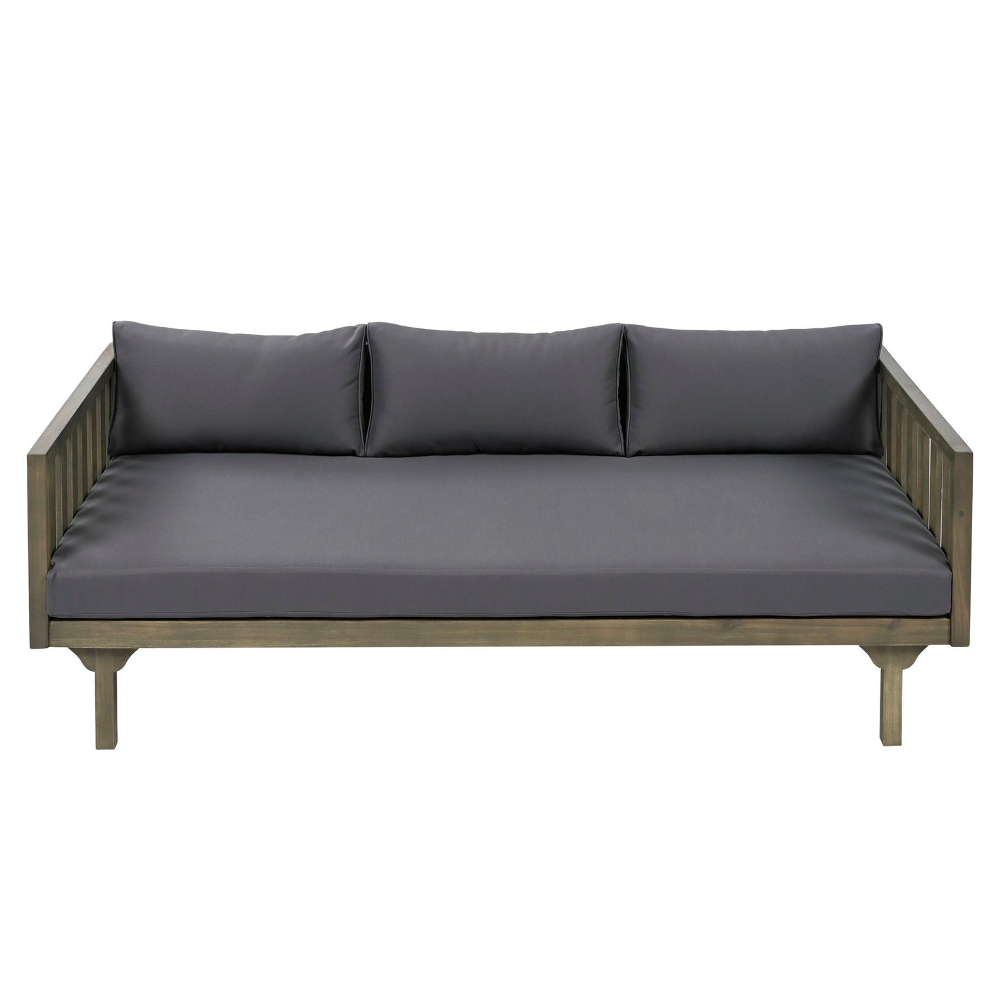 Claremont 3 Seater Daybed with teak acacia wood frame and water-resistant charcoal cushions on Tampa Home & Garden Store