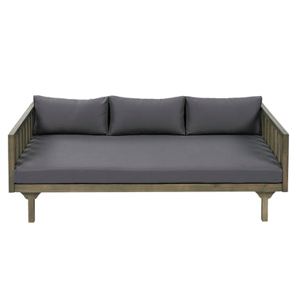 Claremont 3 Seater Daybed with teak acacia wood frame and water-resistant charcoal cushions on Tampa Home & Garden Store