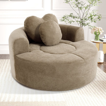 Round memory foam sofa bed by HouseOfZazla in beige upholstery for living room on Tampa Home & Garden Store