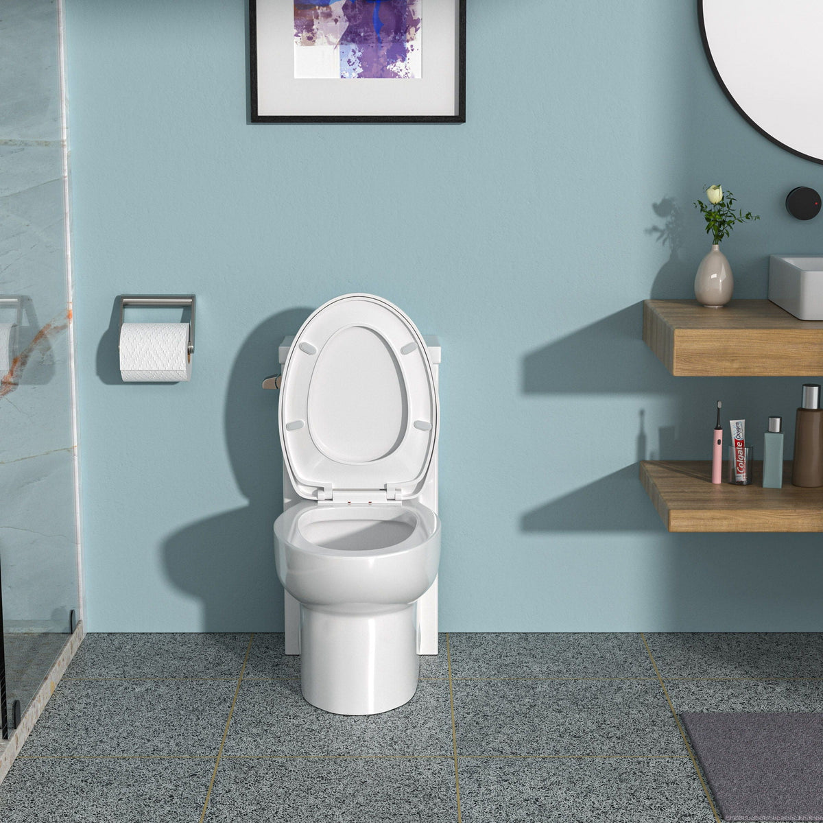 Modern Ceramic 1 Piece Toilet with Soft Closing Seat white by HouseOfZazla on Tampa Home & Garden Store