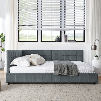 Mid Century Storage Upholstered Tufted Bed Frame