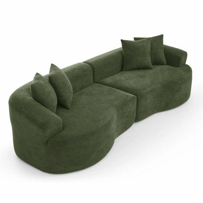 4-Seater curved cloud sectional sofa in olive green velvet by Unique Piece Furniture on Tampa Home & Garden Store