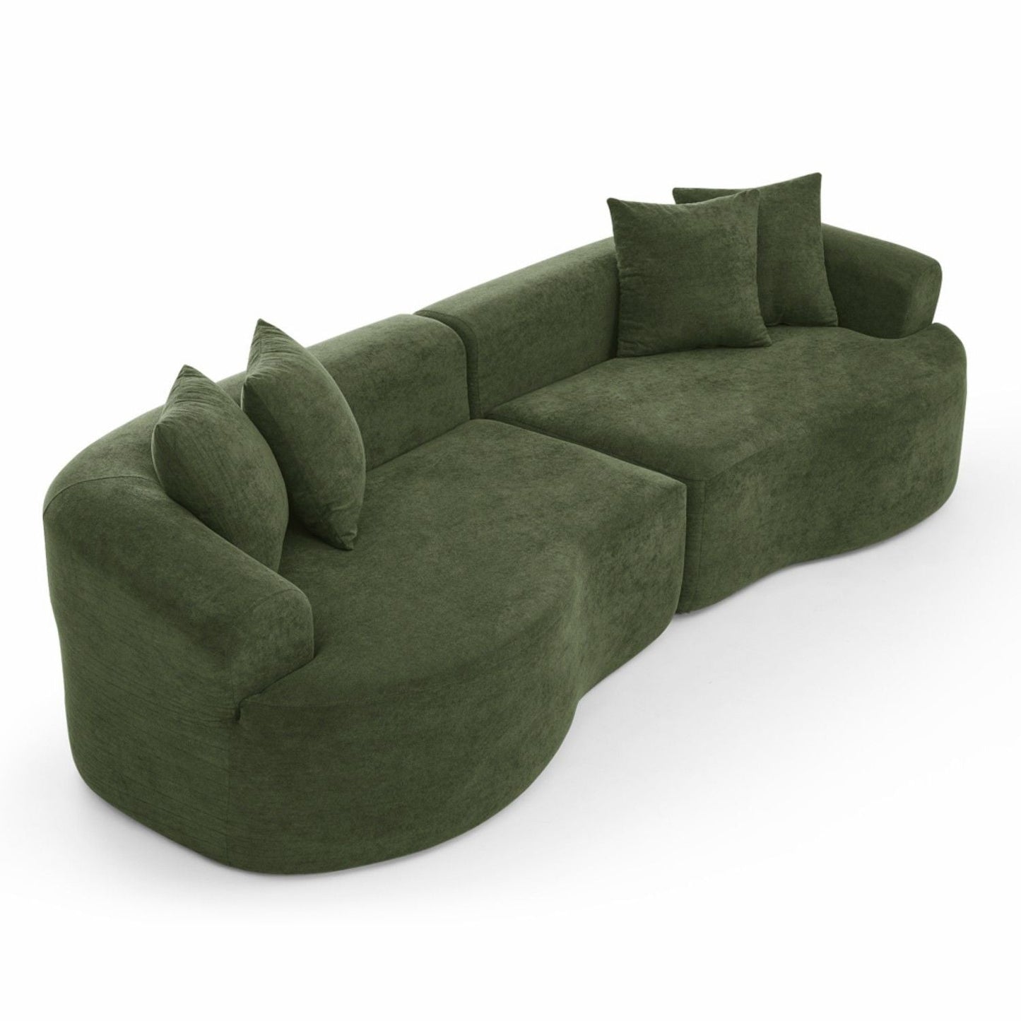 4 Seater Curved Cloud Sectional Sofa green velvet by HouseOfZazla stationary sofa on Tampa Home & Garden Store