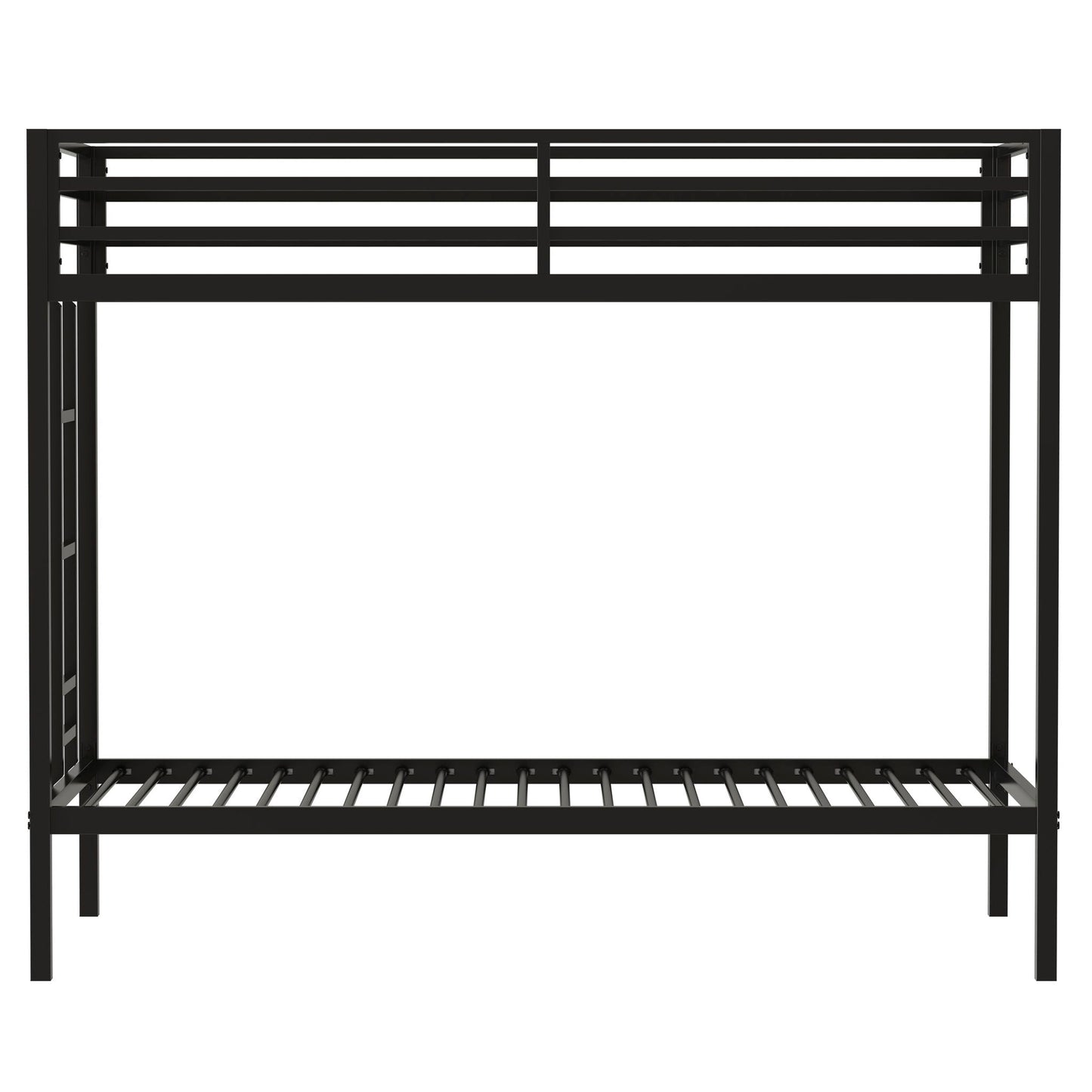 Adam twin over twin bunk bed in black metal frame with top bunk guard rails on Tampa Home & Garden Store
