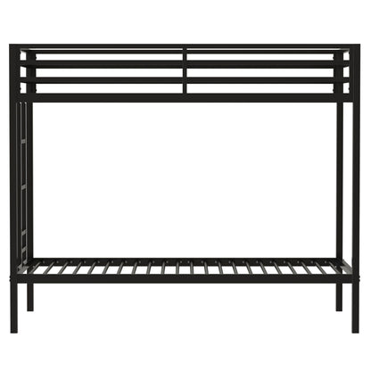 Adam twin over twin bunk bed in black metal frame with top bunk guard rails on Tampa Home & Garden Store