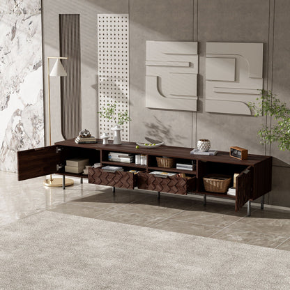 TV stand for TVs up to 85 in with closed storage in walnut finish HouseOfZazla on Tampa Home & Garden Store