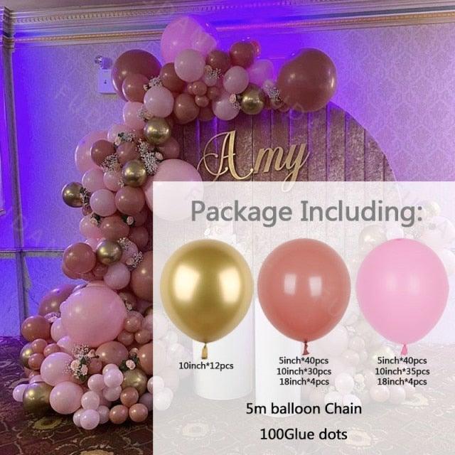 Balloon arch kit 167pc pink and gold latex balloons by Stevvex with 5m balloon chain on Tampa Home & Garden Store