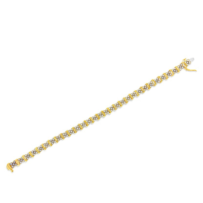 Bracelet: Bids.com 10K yellow gold plated .925 silver 2.0 cttw diamond cluster X-link, 7 in on Tampa Home & Garden Store