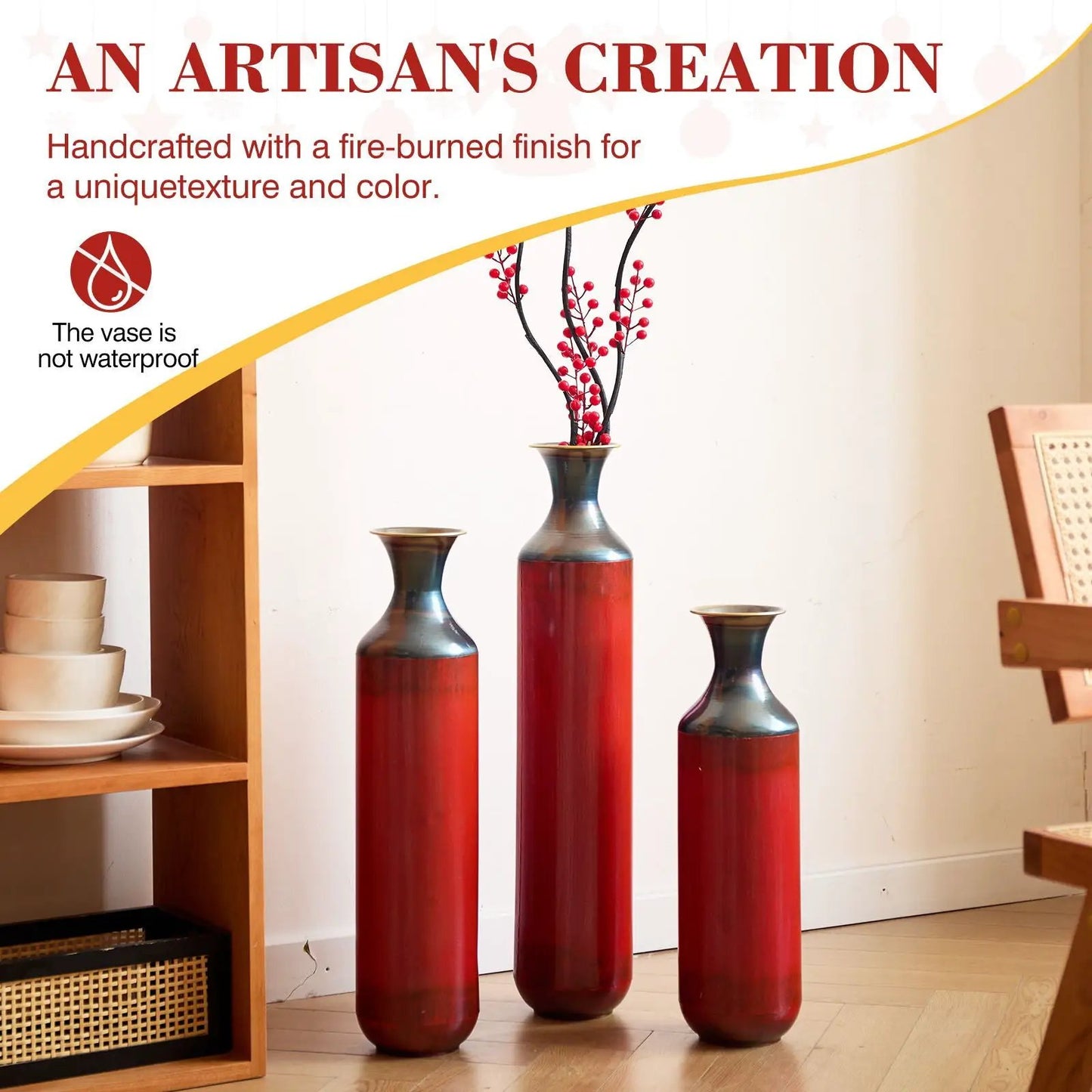 Modern Droplet Floor Vase Set In Three Pieces