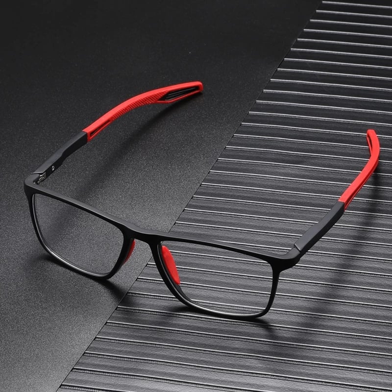 Titanium Progressive Reading Glasses Moktan Sabai black frame red temples eyeglasses on Tampa Home & Garden Store