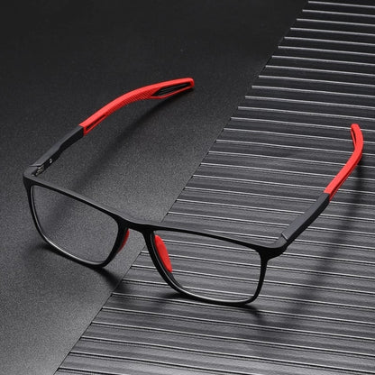 Titanium Progressive Reading Glasses Moktan Sabai black frame red temples eyeglasses on Tampa Home & Garden Store