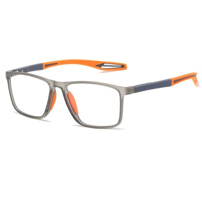 Titanium Progressive Reading Glasses Moktan Sabai with gray frame and blue temples on Tampa Home & Garden Store