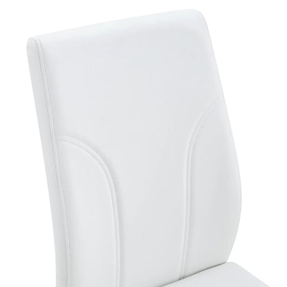 Modern white dining chairs with high backrest and visible stitching on Tampa Home & Garden Store