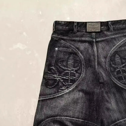 High Street Distressed Washed Black And Gray Jeans by FLIPSTYLEZLLC, dark denim with pockets on Tampa Home & Garden Store