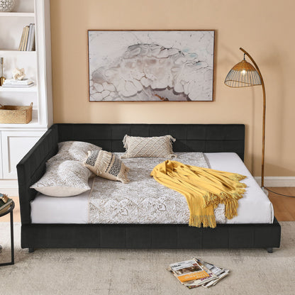Mid Century Storage Upholstered Tufted Bed Frame