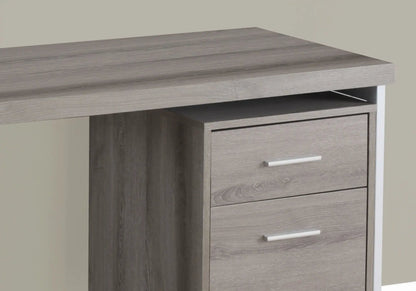 Writing Desk Unique Piece Furniture in weathered gray wood with 3 drawers and open shelf on Tampa Home & Garden Store