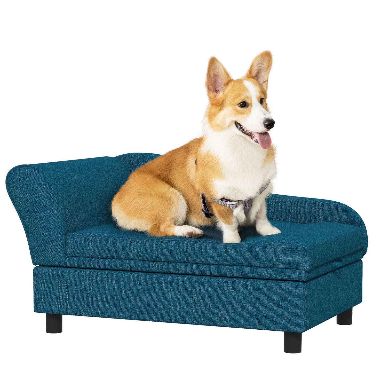 PawHut elevated pet sofa bed for small and medium dogs in teal fabric with sturdy legs on Tampa Home & Garden Store